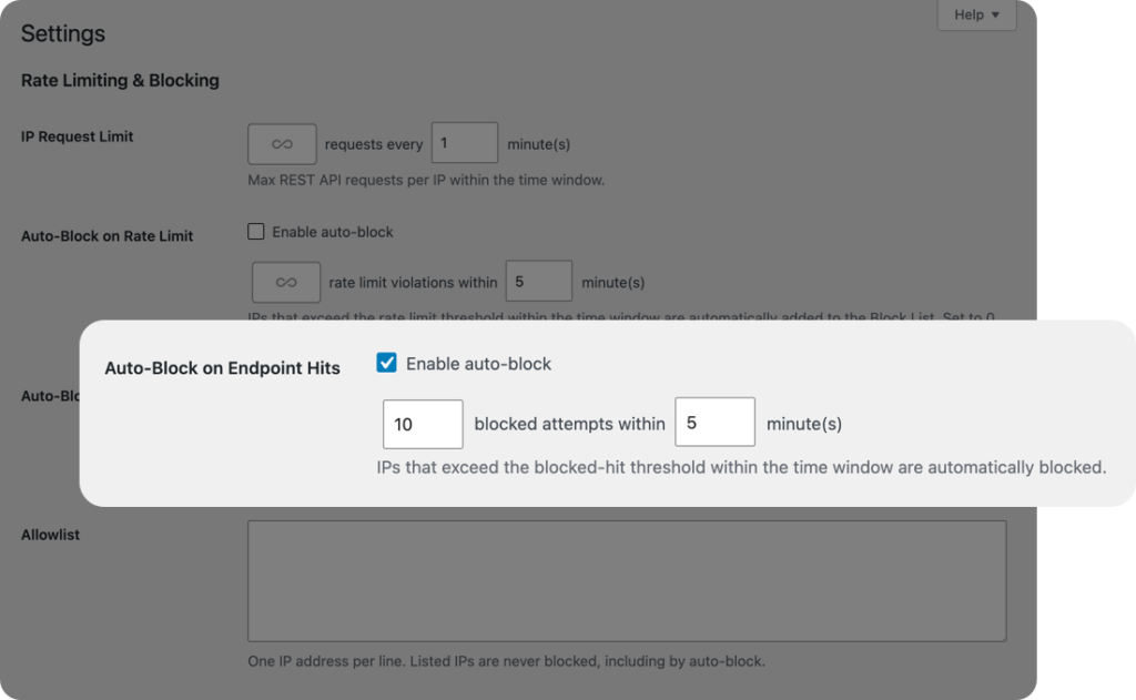 Automatically block IP addresses after repeated access to disabled endpoints
