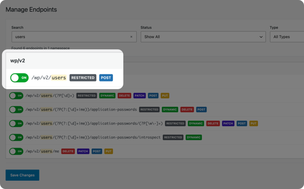 WP REST API users endpoint exposed and accessible