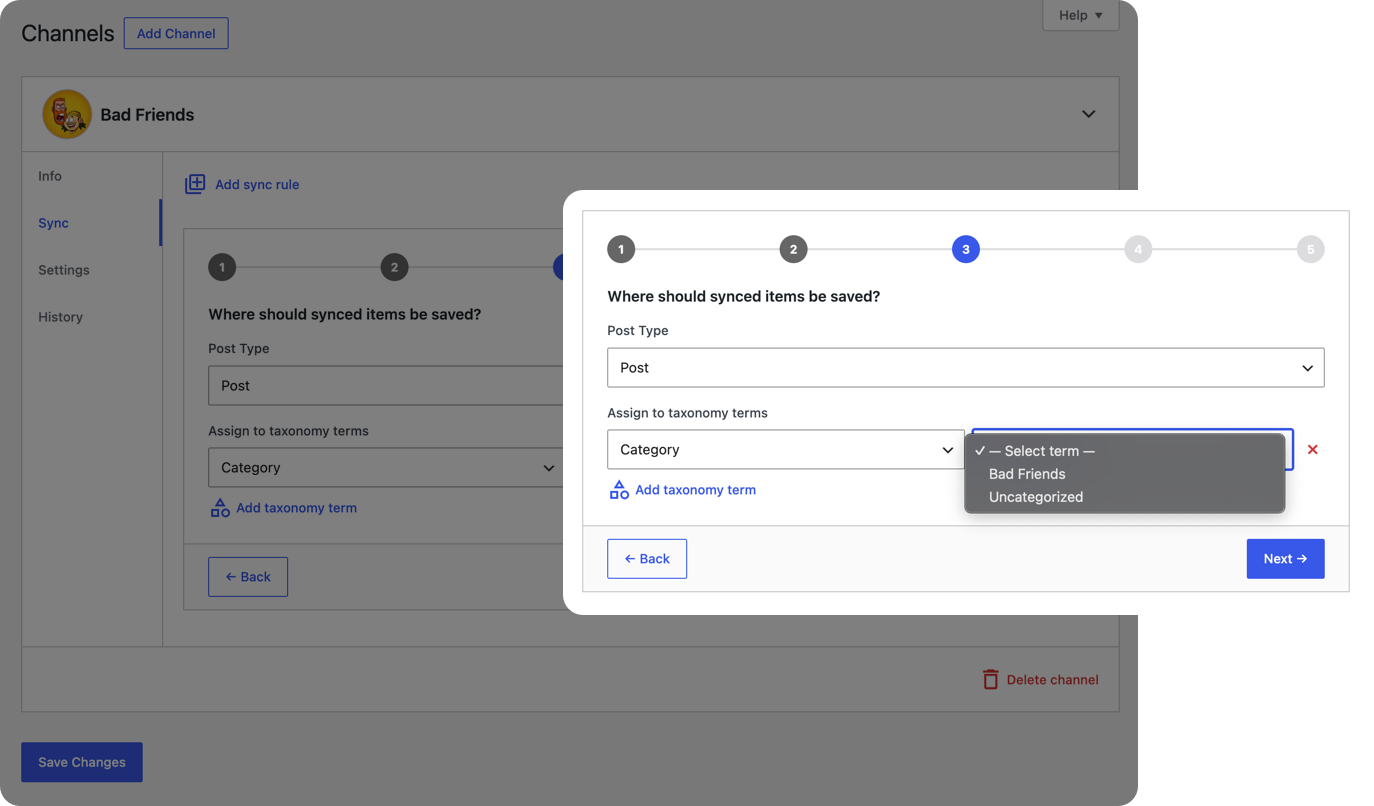 Assign taxonomies to imported YouTube videos in WordPress, sorting them into categories and tags automatically